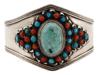 VINTAGE TIBETIAN TURQUOISE SILVER CUFF BRACELET PIC-7