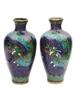 JAPANESE DRAGON CLOISONNE ENAMEL GOLDSTONE VASES PIC-0