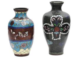 ANTIQUE JAPANESE MEIJI CLOISONNE ENAMEL VASES