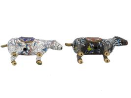 JAPANESE CLOISONNE ENAMEL BRASS FIGURES OF HORSES