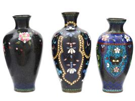 ANTIQUE JAPANESE MEIJI CLOISONNE ENAMEL VASES