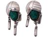 VINTAGE MEXICAN STERLING SILVER JADE CLIP EARRINGS PIC-0