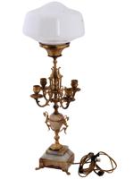 ANTIQUE FRENCH LOUIS XVI ONYX AND GILT BRONZE LAMP