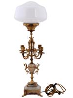 ANTIQUE FRENCH LOUIS XVI ONYX AND GILT BRONZE LAMP