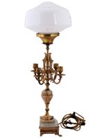 ANTIQUE FRENCH LOUIS XVI ONYX AND GILT BRONZE LAMP