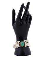 BADEN AND FOSS 14K GOLD PEARL AND JADE BRACELET