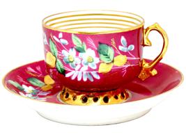 19TH C RUSSIAN KUZNETSOV PORCELAIN CUP AND SAUCER