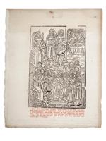 ANTIQUE WOODCUT JESUS DENOUNCES SCRIBES AND PHARISEES