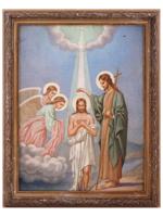 FRAMED ORTHODOX ICON PAINTING BAPTISM OF CHRIST