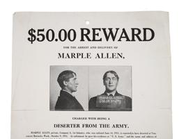 ANTIQUE 1911 AMERICAN $50 REWARD DESERTER POSTER