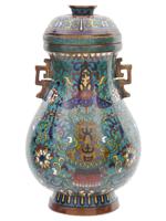 ANTIQUE CHINESE QING CLOISONNE ENAMEL LIDDED JAR