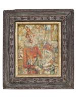 MID CENT AMERICAN CLOWN PAINTING BY GEORGE RUSSIN