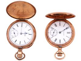 ANTIQUE 10K GOLD FILLED POCKET WATCHES BY ELGIN WALTHAM