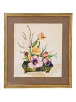 AMERICAN FLOWERS STILL LIFE WATERCOLOR PAINTING