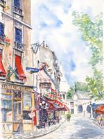 MID CENT VIEW OF PARIS WATERCOLOR PAINTING SIGNED