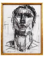 ATTR TO ALBERTO GIACOMETTI STUDY CHARCOAL DRAWING