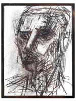 ATTR TO ALBERTO GIACOMETTI STUDY CHARCOAL DRAWING