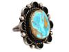 NAVAJO STYLE STERLING SILVER AND TURQUOISE RING PIC-0