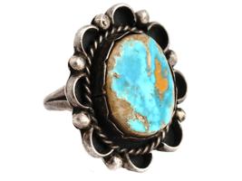 NAVAJO STYLE STERLING SILVER AND TURQUOISE RING