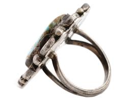 NAVAJO STYLE STERLING SILVER AND TURQUOISE RING