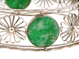 VINTAGE SILVER FILIGREE AND JADE BANGLE BRACELET