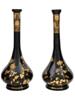 VINTAGE CHINESE BLACK GLAZED AND GILT BRASS VASES PIC-0