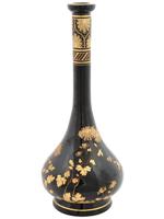 VINTAGE CHINESE BLACK GLAZED AND GILT BRASS VASES