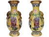 ANTIQUE CHINESE QING HANDLED CLOISONNE ENAMEL VASES PIC-0