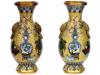 ANTIQUE CHINESE QING HANDLED CLOISONNE ENAMEL VASES PIC-1