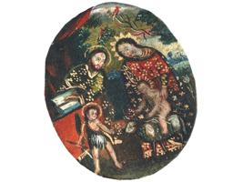 ANTIQUE 18TH C MEXICAN MINIATURE VOTIVE PAINTING