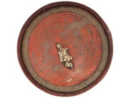 JAPANESE MEIJI GILT AND PATINATED BRONZE WALL PLATE