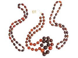 VINTAGE NAPIER FAUX COGNAC AMBER BEADED NECKLACES