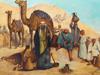 MIDDLE EASTERN CARAVAN SCENE OIL PAINTING SIGNED PIC-1