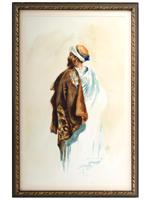 ORIENTAL MALE PORTRAIT WATERCOLOR PAINTING SIGNED