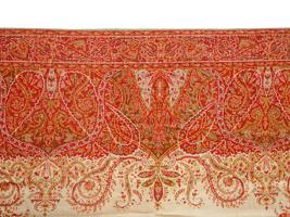 ANTIQUE 19TH C BRITISH VICTORIAN PAISLEY WOOL SHAWL