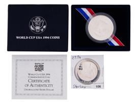 1994 AMERICAN SILVER WORLD CUP AND JOHN HUNTER COINS