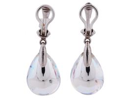 BACCARAT PSYDELIC STERLING CRYSTAL CLIP ON EARRINGS