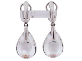 BACCARAT PSYDELIC STERLING CRYSTAL CLIP ON EARRINGS