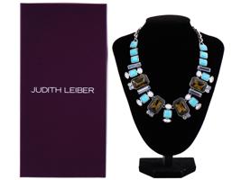 JUDITH LEIBER MULTICOLOR CRYSTAL BIB NECKLACE IOB