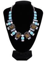 JUDITH LEIBER MULTICOLOR CRYSTAL BIB NECKLACE IOB