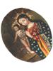 ANTIQUE 18TH C MEXICAN PAINTED RELIQUARY MEDALLION PIC-1