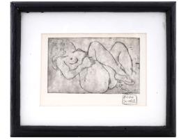 AUSTRIAN NUDE FEMALE FIGURE ETCHING BY EGON SCHIELE