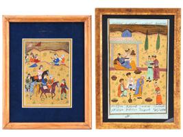 ANTIQUE INDO PERSIAN MUGHAL PAINTINGS WITH MANUSCRIPT