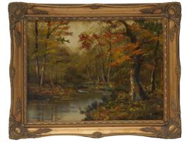 FOREST RIVER LANDSCAPE PAINTING BY EMILE GRUPPE