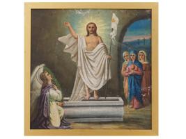 ANTIQUE RUSSIAN ORTHODOX RESURRECTION OF CHRIST ICON