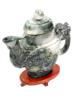 ANTIQUE CHINESE QING CARVED JADE TEAPOT WITH STAND PIC-2