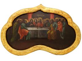 LARGE ANTIQUE RUSSIAN ORTHODOX LAST SUPPER ICON