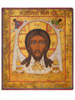 ANTIQUE 19 C RUSSIAN ORTHODOX CHRIST MANDYLION ICON