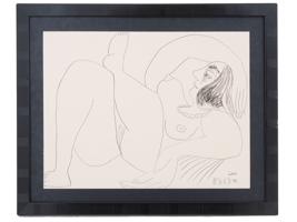 ATTR TO PABLO PICASSO FEMALE NUDE CHARCOAL DRAWING