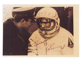 SOVIET PHOTO AUTOGRAPHED BY GAGARIN AND BELYAYEV